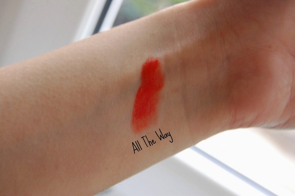 Marc Jacobs lipstick in all the way swatch Read my review of the Marc Jacobs lipstick in all the way