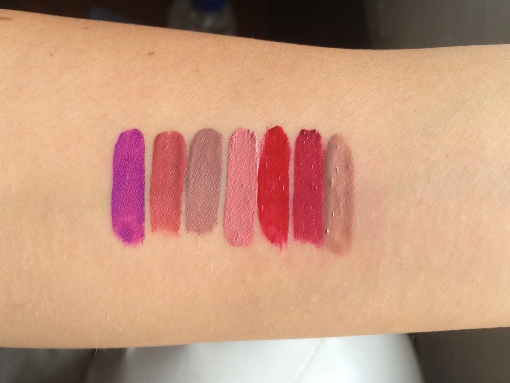 Kat Von D, Lasplash, ORLY, Rimmel, Maybelline Liquid Lip swatches