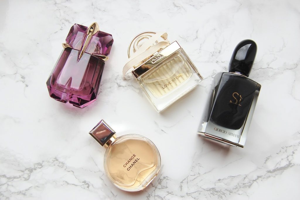 Thierry Mulger Alien, Giorgio Armani Si, Chanel Chance, Chloe Love Story Read more for my favourite perfumes