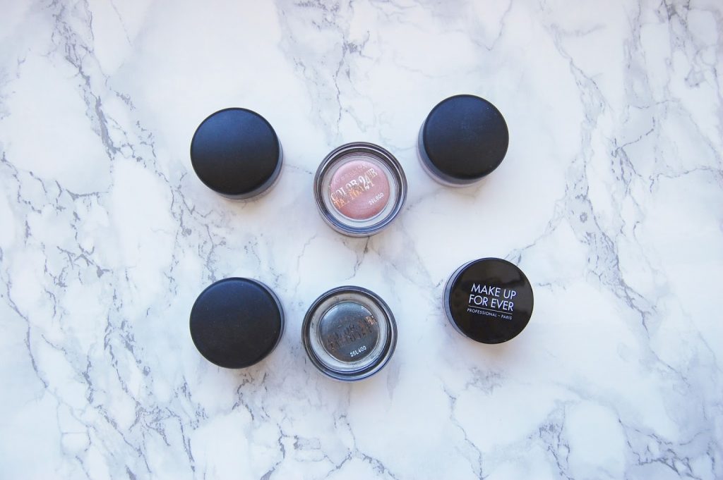 Maybelline, Mac Cosmetics and Makeup Forever Cream Shadows Read my review of my favourite cream eyeshadows