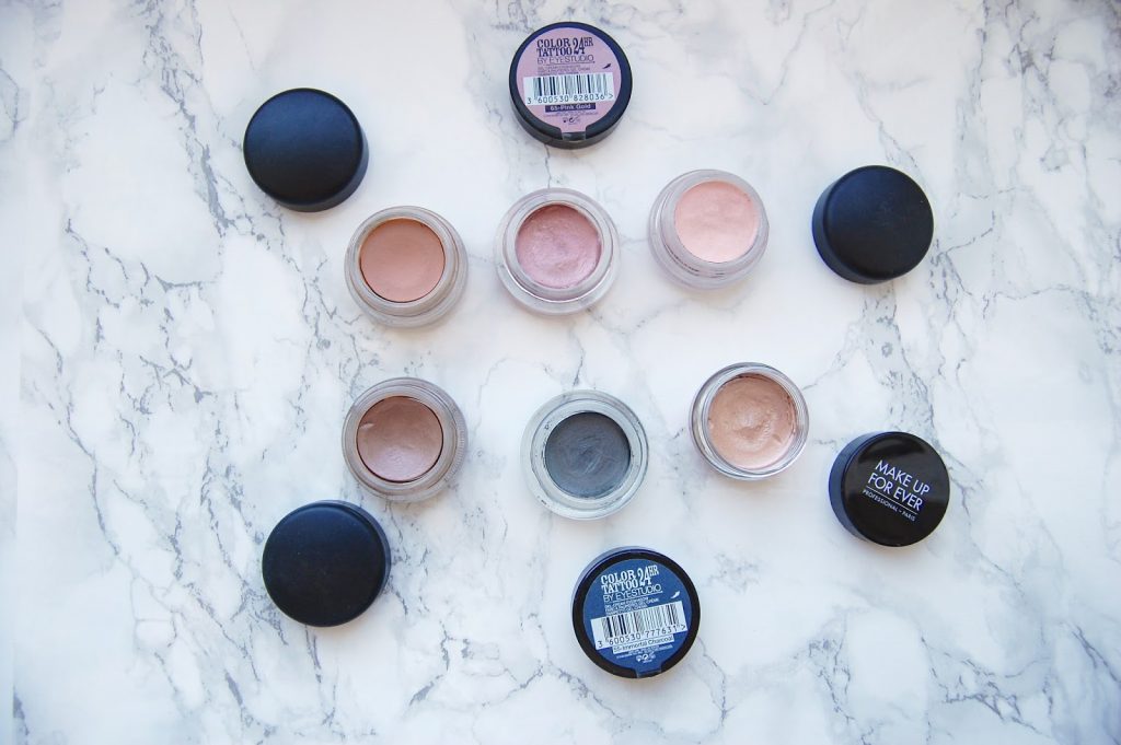 Maybelline, Mac Cosmetics and Makeup Forever Cream Shadows Read my cream eyeshadows review here